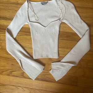 Urban Outfitters Cream Ribbed Knit Top